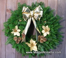 Golden Deluxe Maine Christmas Wreath - made with Maine Balsam